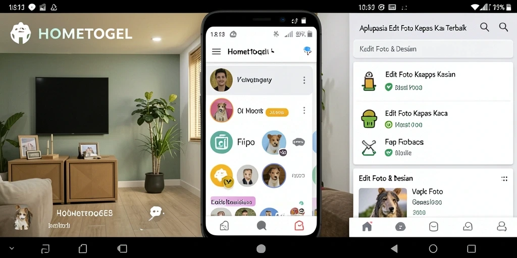 Tampilan antarmuka HOMETOGEL dengan fitur Edit Foto Kertas Kaca.