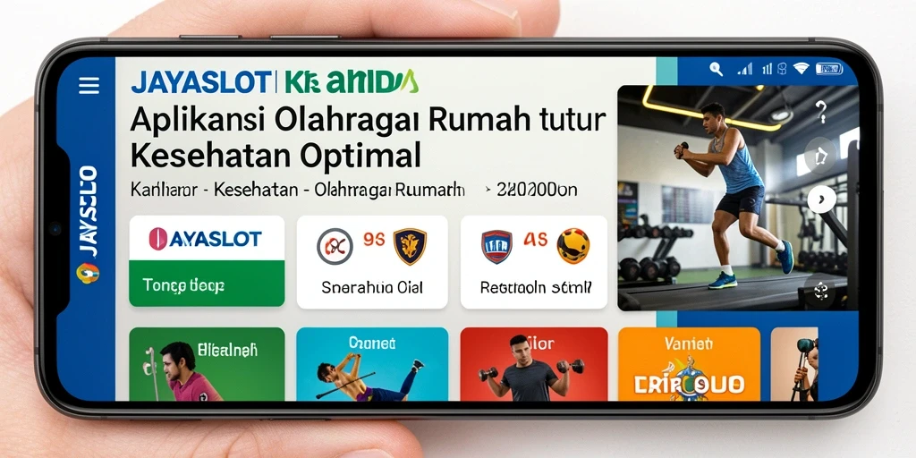 Screenshot antarmuka aplikasi JAYASLOT yang menampilkan fungsi olahraga rumah.