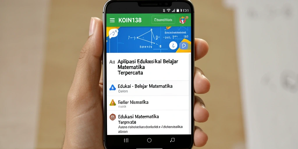 Tampilan antarmuka aplikasi KOIN138 untuk belajar matematika.